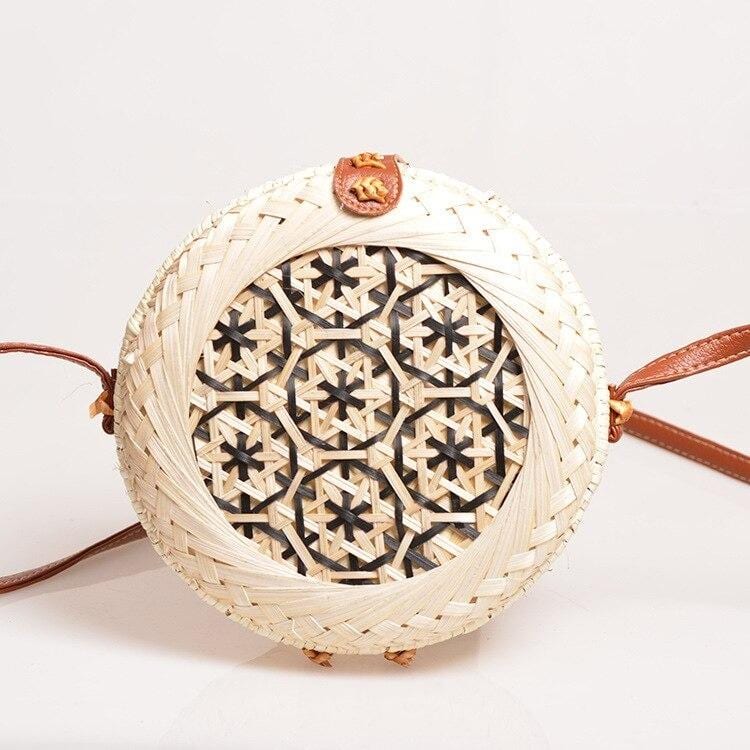 Circular Bamboo Bag - Crossbody Rattan Bag - Colorful Style Round Bamboo Bag