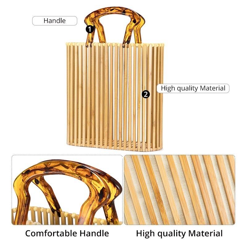 Luxury Designer Bamboo Tote Bag - Bohemian Bamboo Handbag - Shopping Bamboo Bag