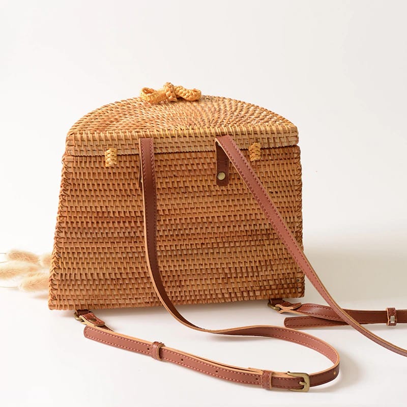 Rattan Backpacks Picnic - Round Rattan Bag Bali - Straw Bag for Summer