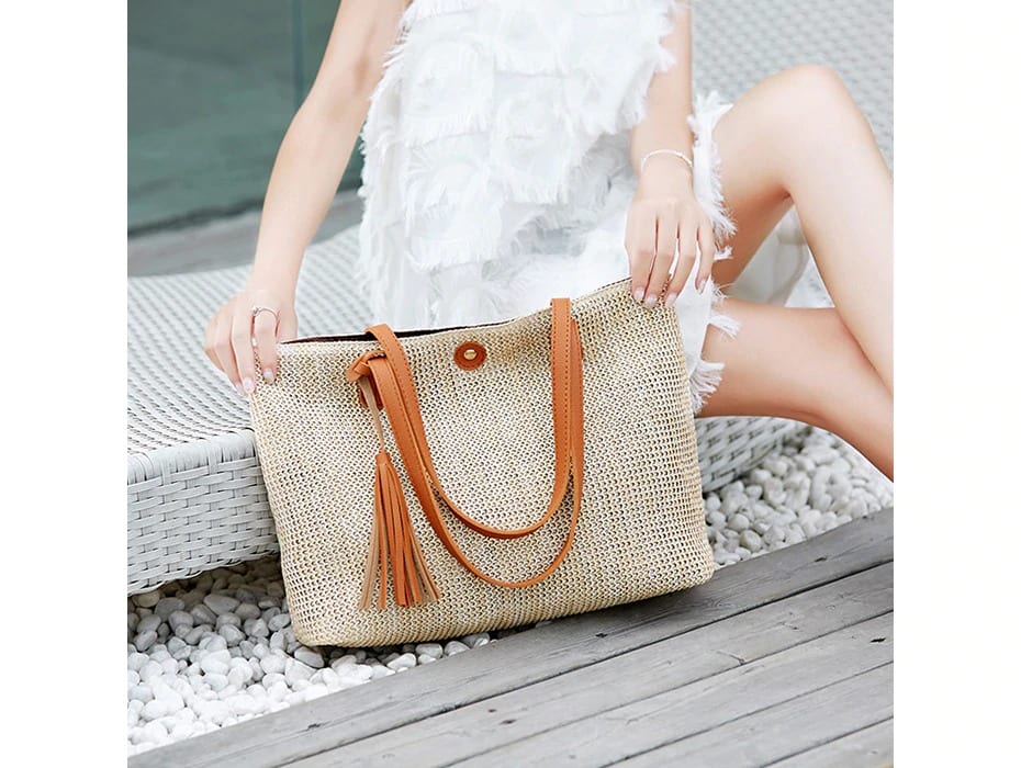 Straw Handbag Big Tote Bags Ladies Handbags Knitted Woven Shoulder Bags Lady Casual New 2021