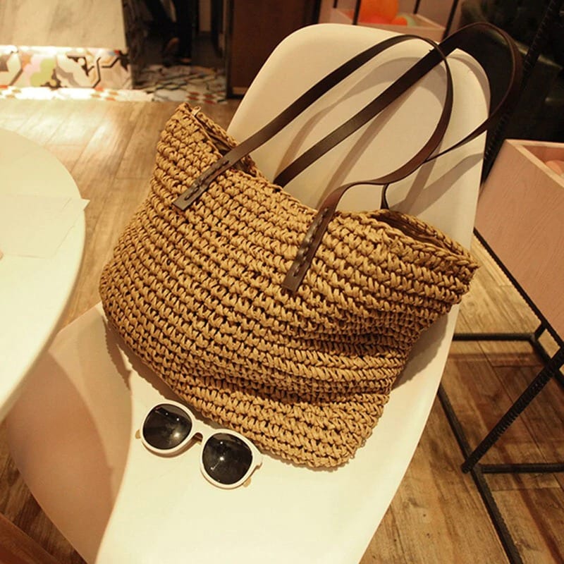 Straw Beach Bags Vacation Handmade Woven Bags Large Capacity Shoulder Bags