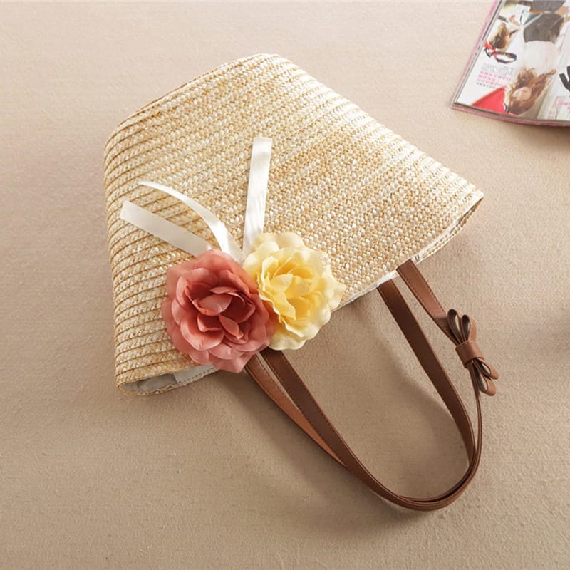 Large Straw Beach Tote Bag - Straw Bag for Summer - Beach Totes